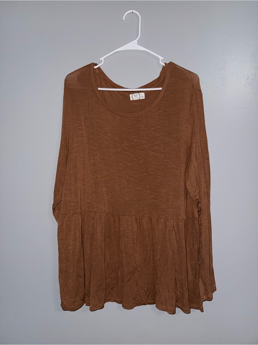 Maurices Brown Long-Sleeve Peplum Tunic